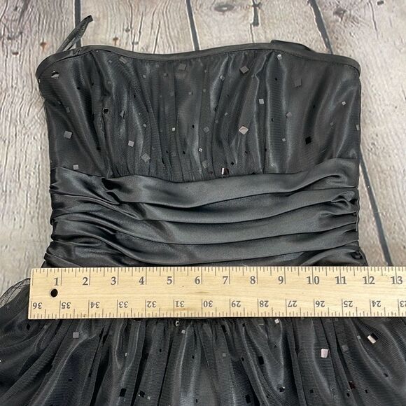 Jessica McClintock For Gunne Sax Black Strapless Netted Embellished Dress 3 - Picture 13 of 16